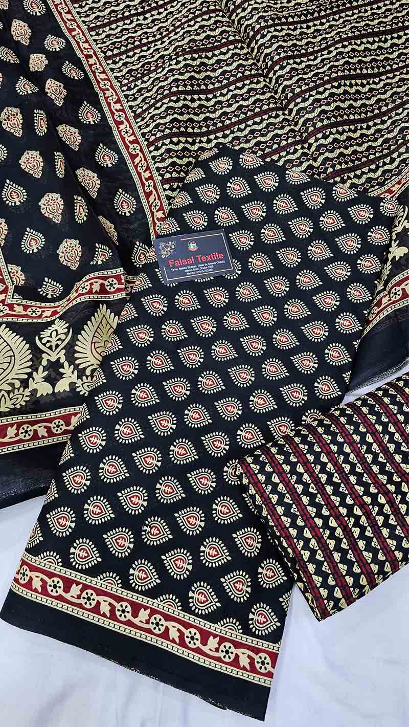 Unstitch Kalamkari Three Piece-2104B