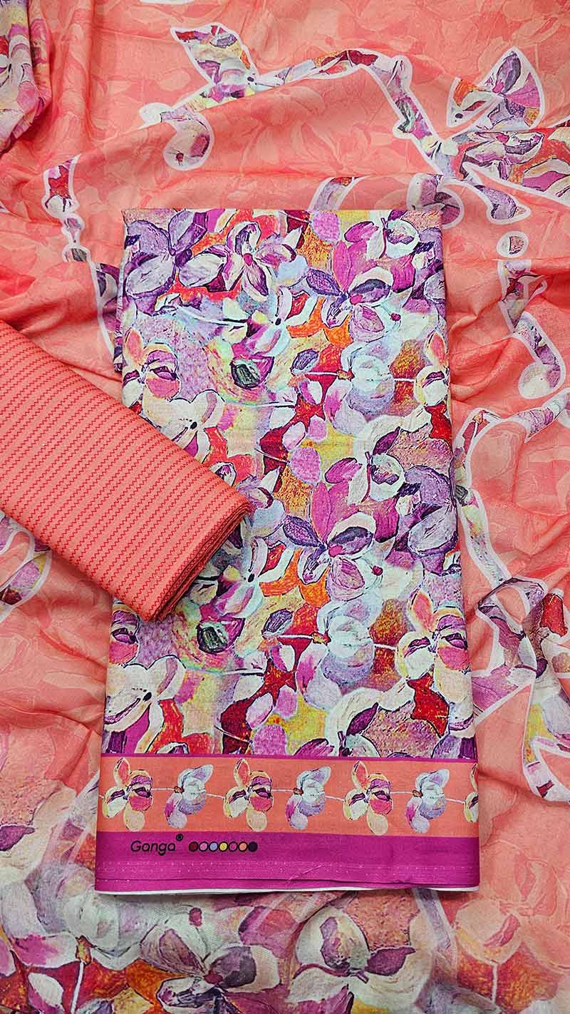 Unstitched comfortable ganga printed 3pis 7892